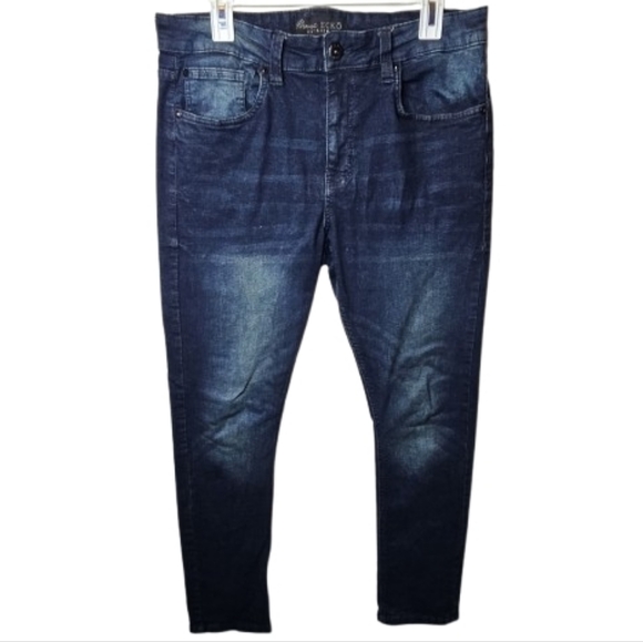Ecko Unltd Jeans 34x32 Mens Blue Denim Straight Fit Dark Wash Pockets Casual - Picture 1 of 15